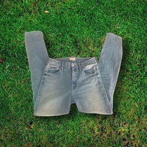 mother looker ankle high waist light skinny jeans